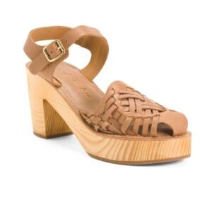 🆕 Band of the Free Magnolia Tan Leather Woven Huarache Clog